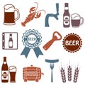 Beer icons set. Colorful Drink labels or signs. Vector symbols and design elements for restaurant, pub or cafe. Royalty Free Stock Photo